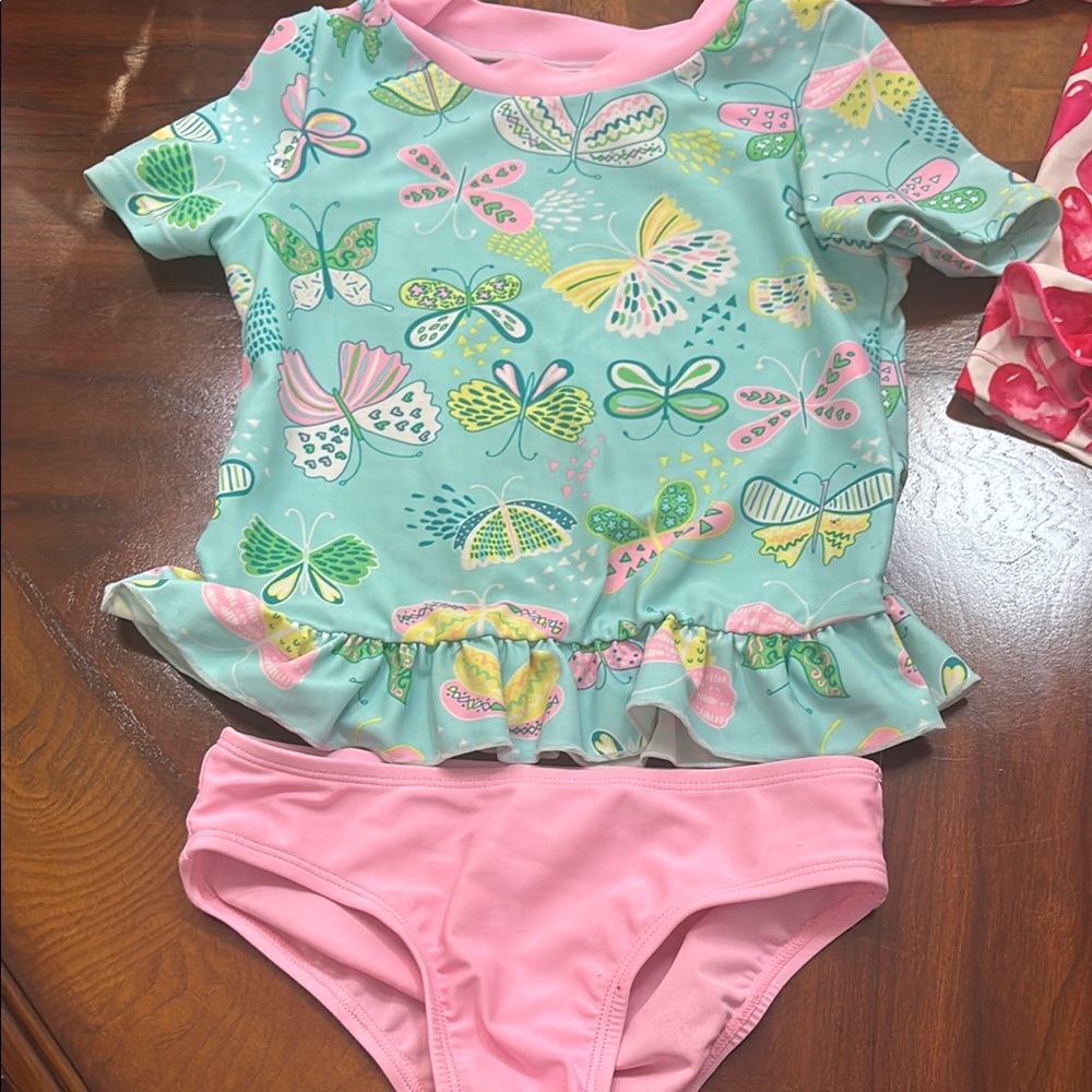 Floatimini Pink and Red Rashguard Swim Set - Picture 2 of 13